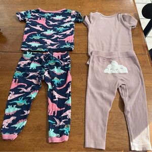 2 pairs of short sleeve pajamas with pants. Carters . 18 months